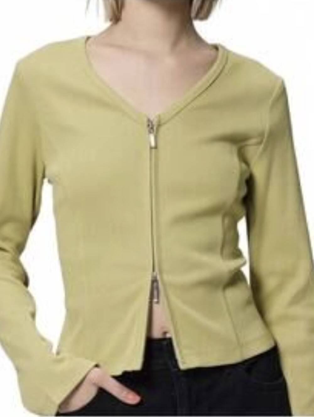 GU Women's Zip-Front Long Sleeve Top - Light Olive
